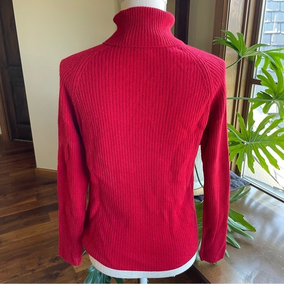 Erdos Red Cashmere Turtleneck Sweater - Picture 3 of 10